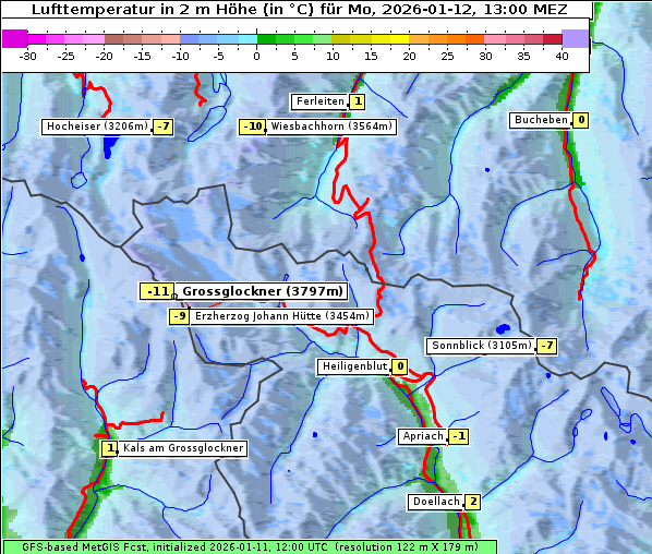 Temperatur, 12. 1. 2026